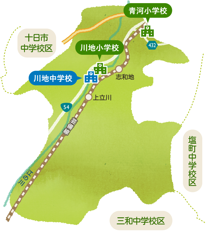 川地中学校区マップ